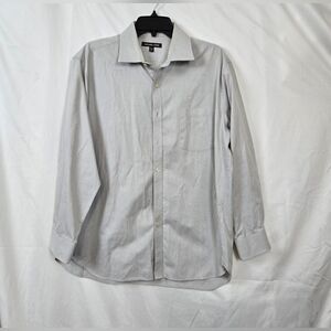 Michael Kors Men's Classic Light Gray Thin Stripe‎ Career Button Shirt 17 32/33